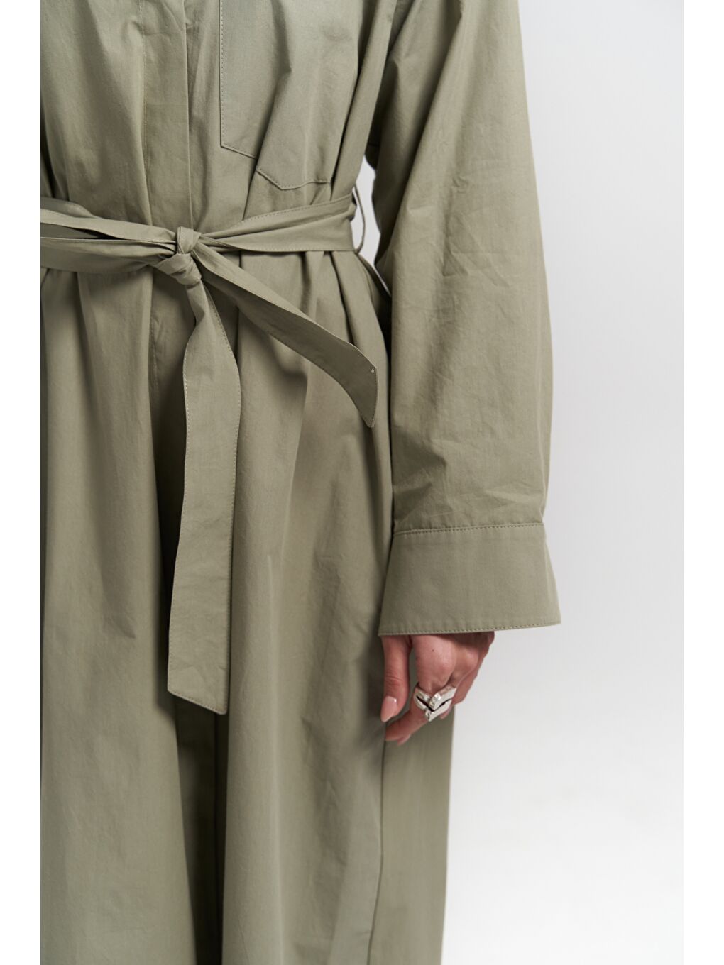 Belsay Trençkot Haki Elbise-4