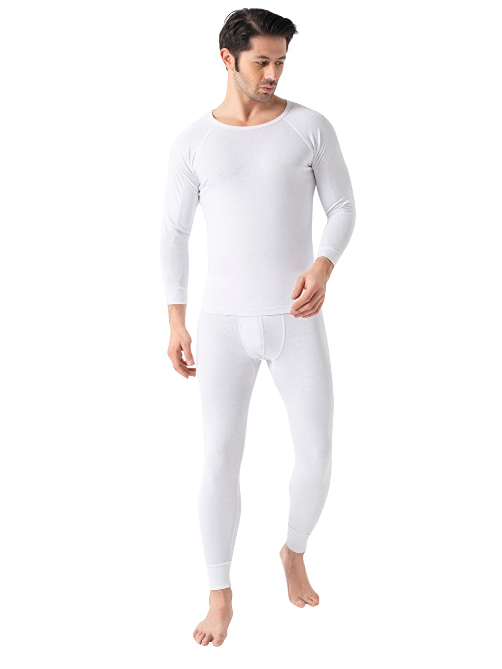 Erkek Uzun Kollu Termal İçlik Takım Beyaz  8190