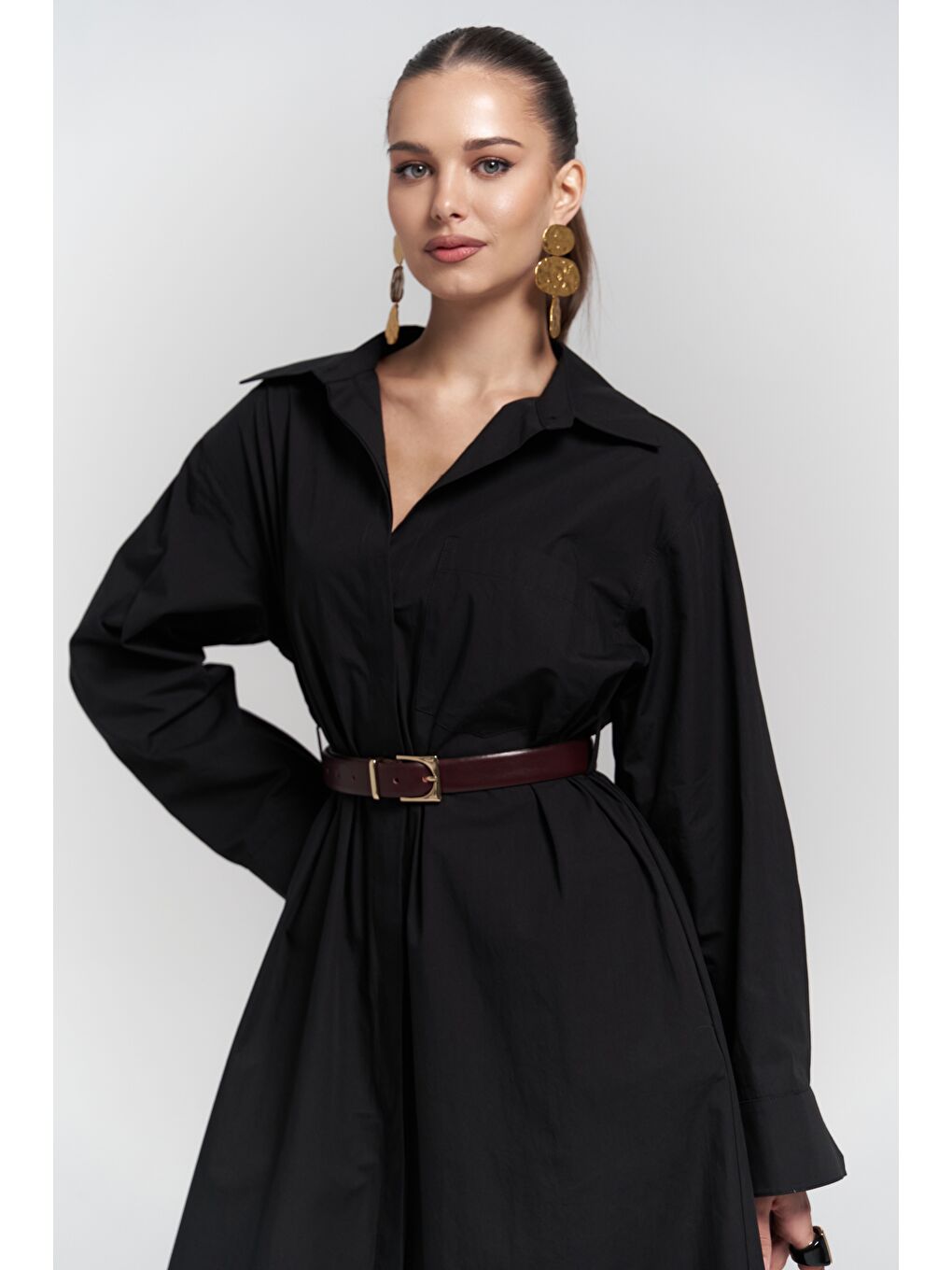 Belsay Trençkot Siyah Elbise-4