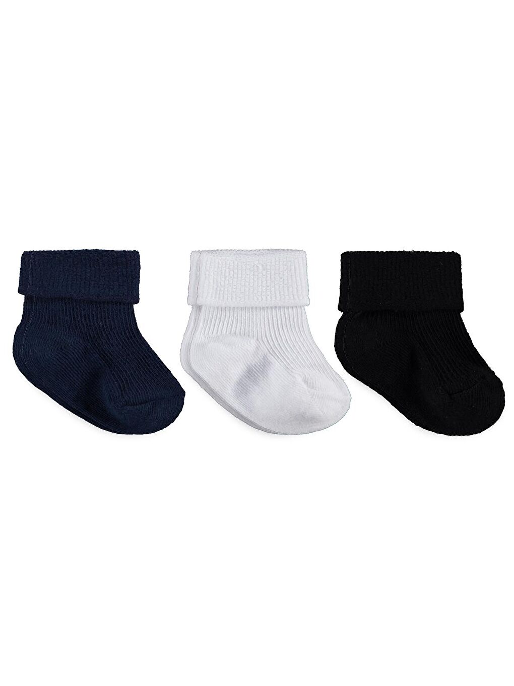 Beyaz Baby Basic Kıvrık 3'lü 6- Bebek Erkek Çorap Set - Standart 18 Ay