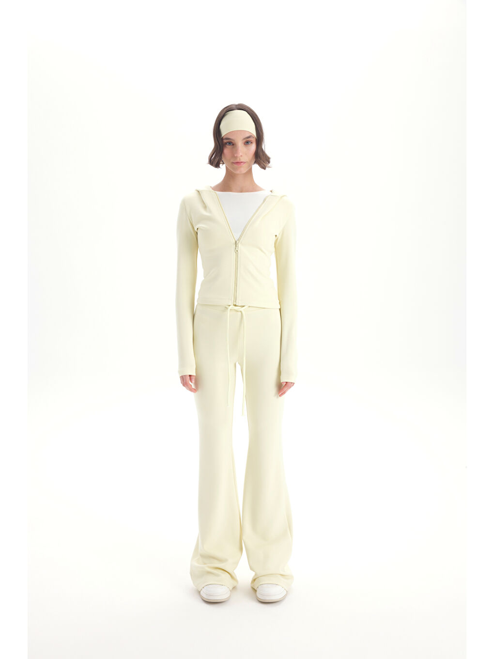 Miyon Bandana Detay Sarı Kapüşonlu Takım-1