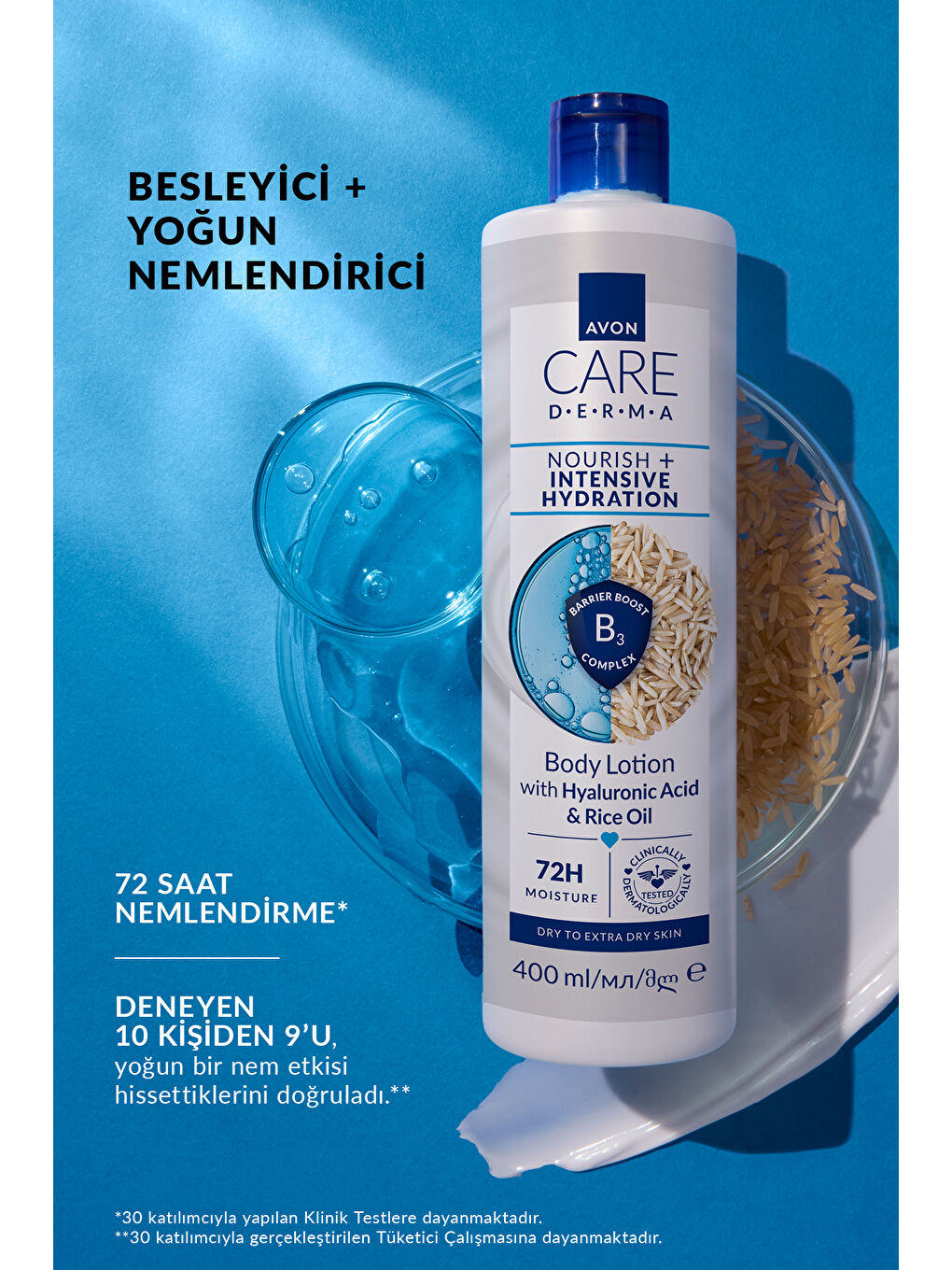 Care Derma Besleyici + Yoğun Nemlendirici Hyalüronik Asit ve Pirinç Yağı İçeren Vücut Losyonu 400m-2