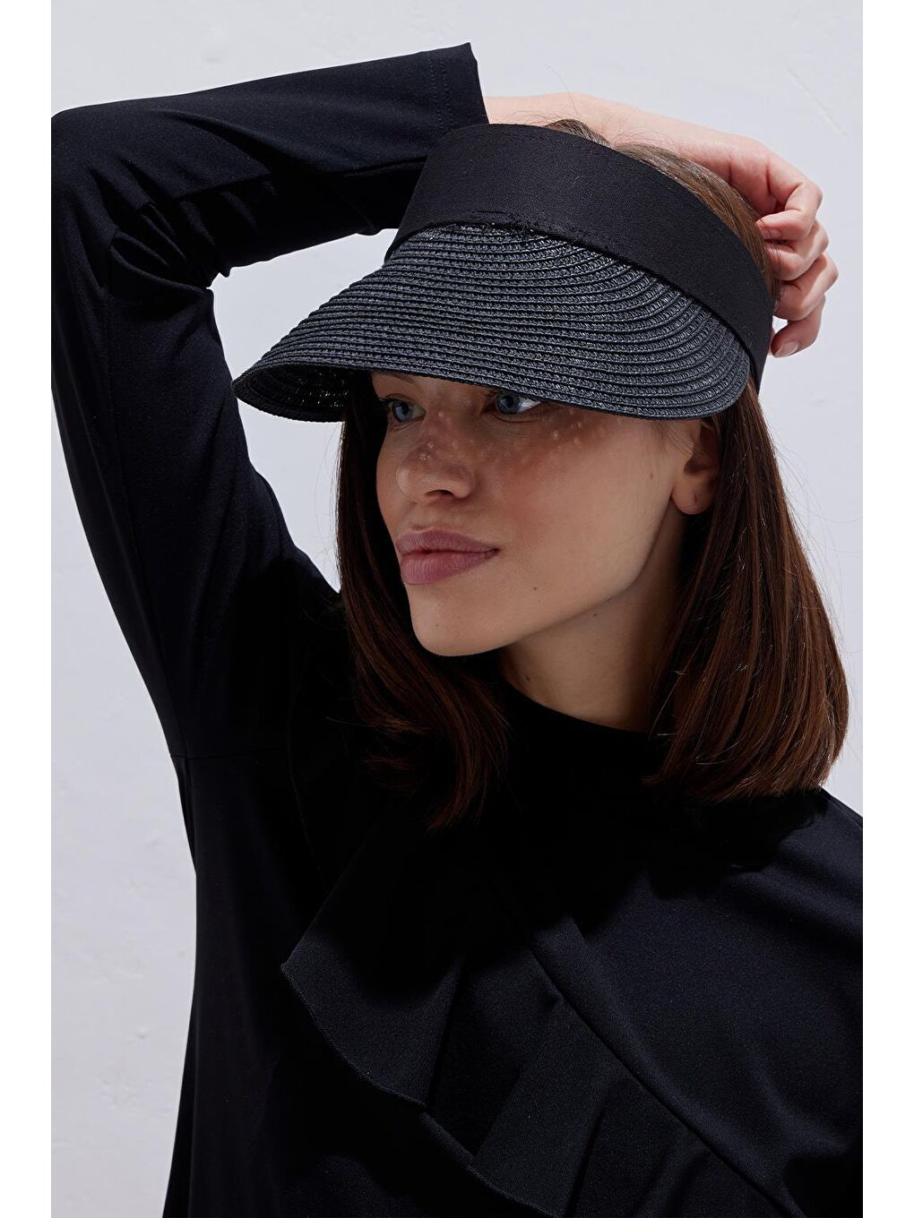 Hasır Ayarlanabilir Vizör Şapka Siyah