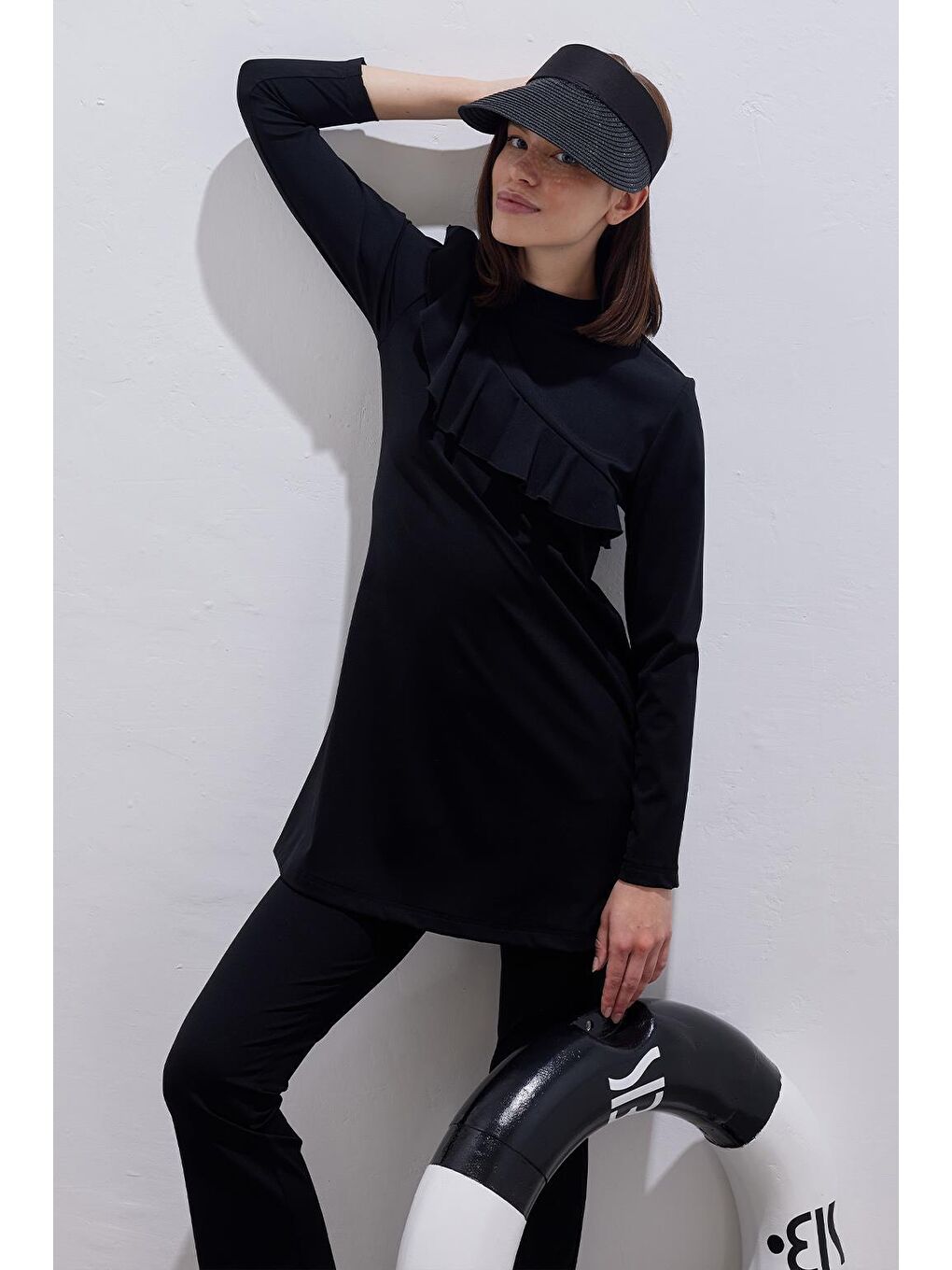 Hasır Ayarlanabilir Vizör Şapka Siyah-1