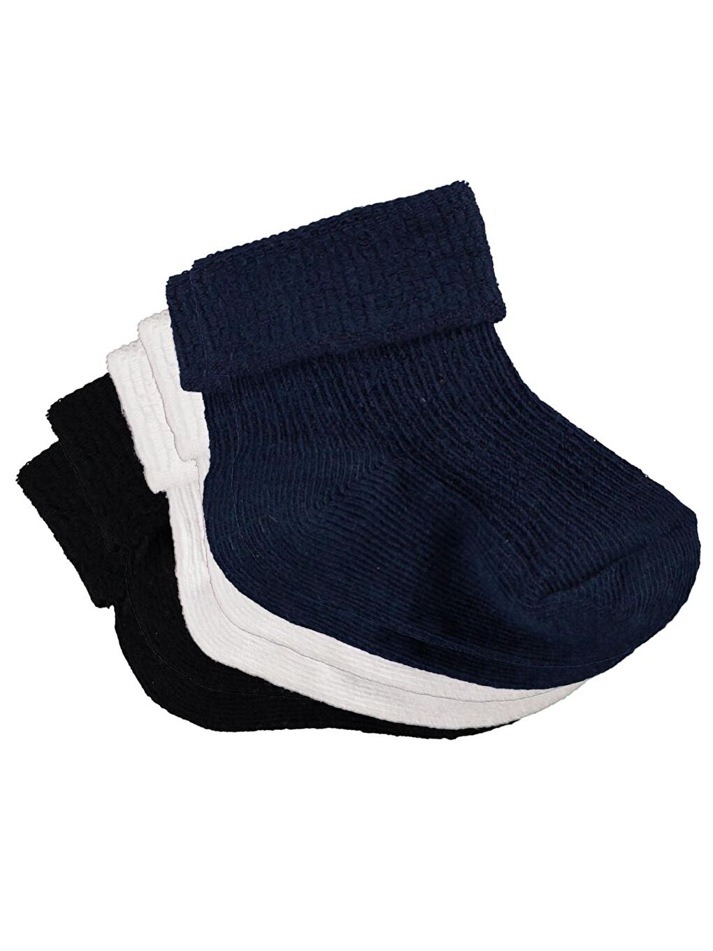 Beyaz Baby Basic Kıvrık 3'lü 6- Bebek Erkek Çorap Set - Standart 18 Ay-4