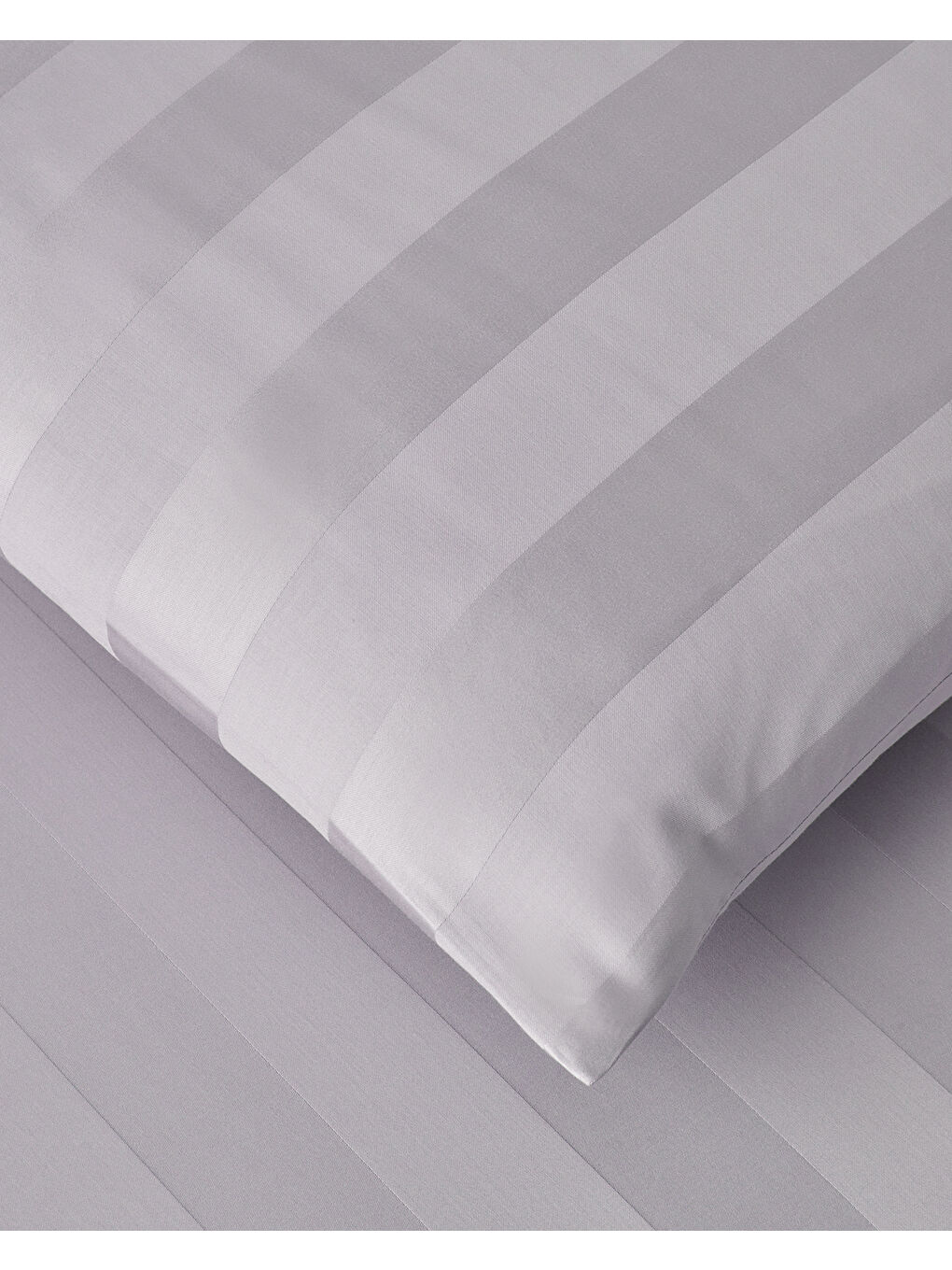 Lila Deluxe Çizgili Pamuk Saten Çift Kişilik Nevresim Takımı 200x220 cm Açık Leylak-3