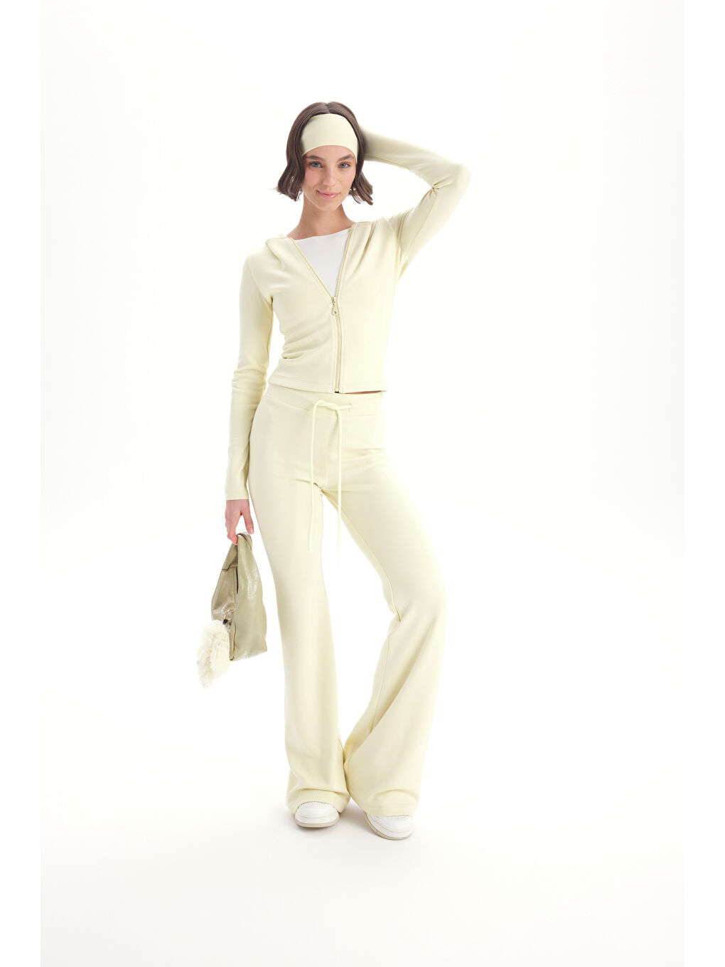 Miyon Bandana Detay Sarı Kapüşonlu Takım-3