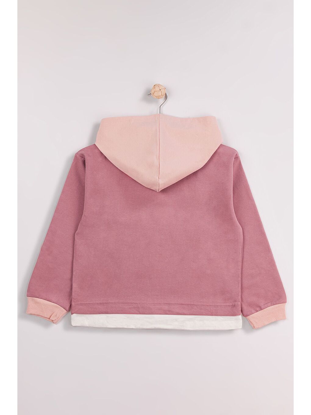 Pembe Kız Çocuk Orta Kalınlıkta P Nakışlı Kapüşonlu Sweatshirt-1