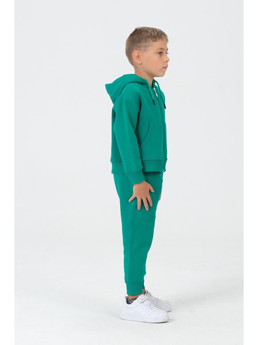 Yeşil Erkek Çocuk Kapüşonlu Eşofman Takımı-6