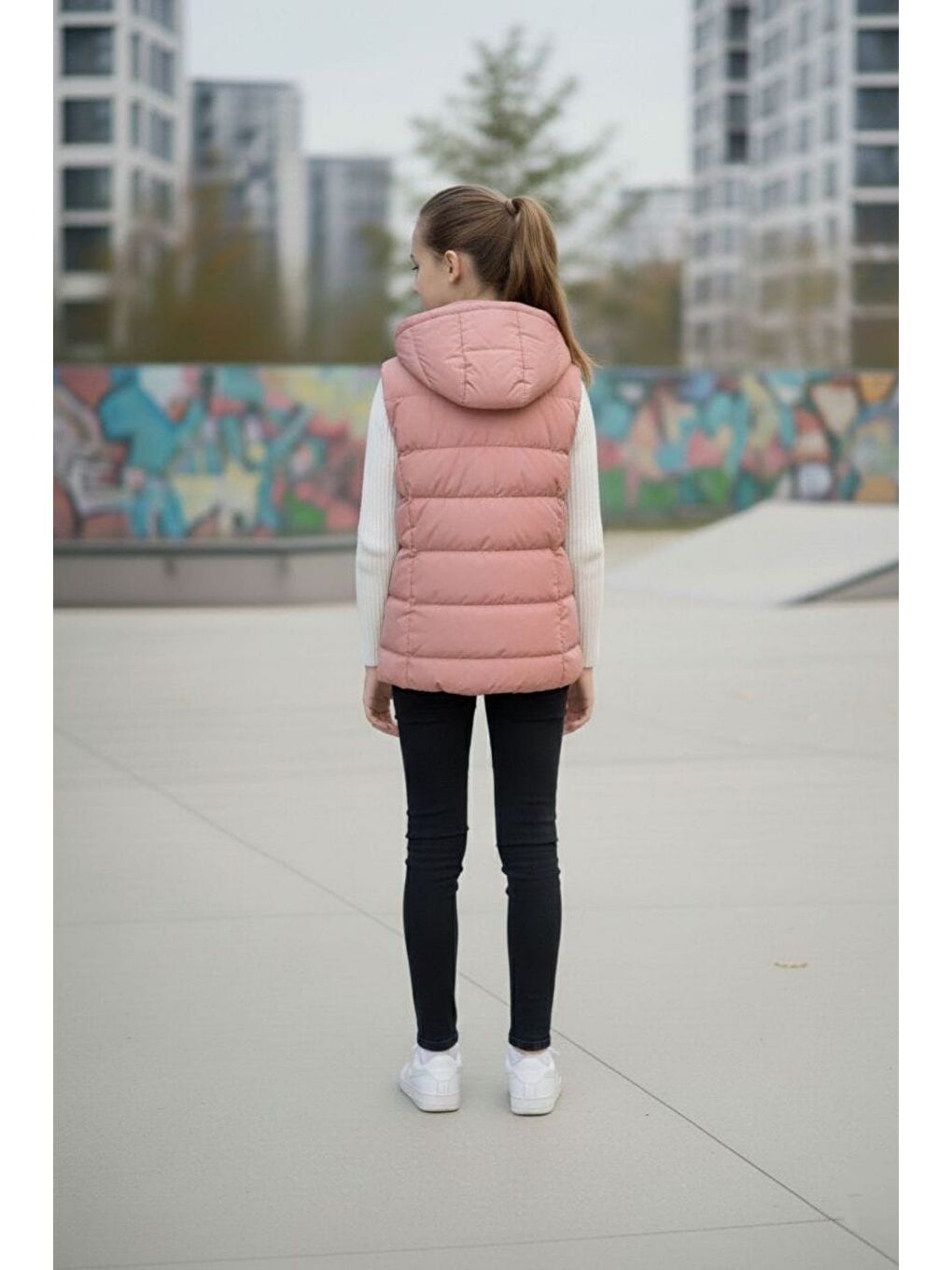 Pembe Kız Çocuk Kapüşonlu Şişme Yelek-3