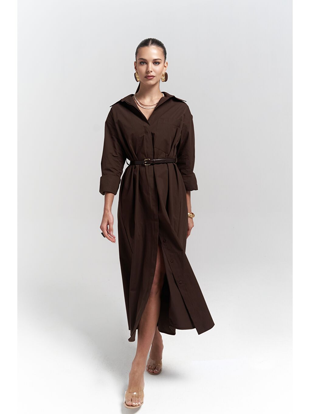 Kahverengi Belsay Trençkot Kahve Elbise