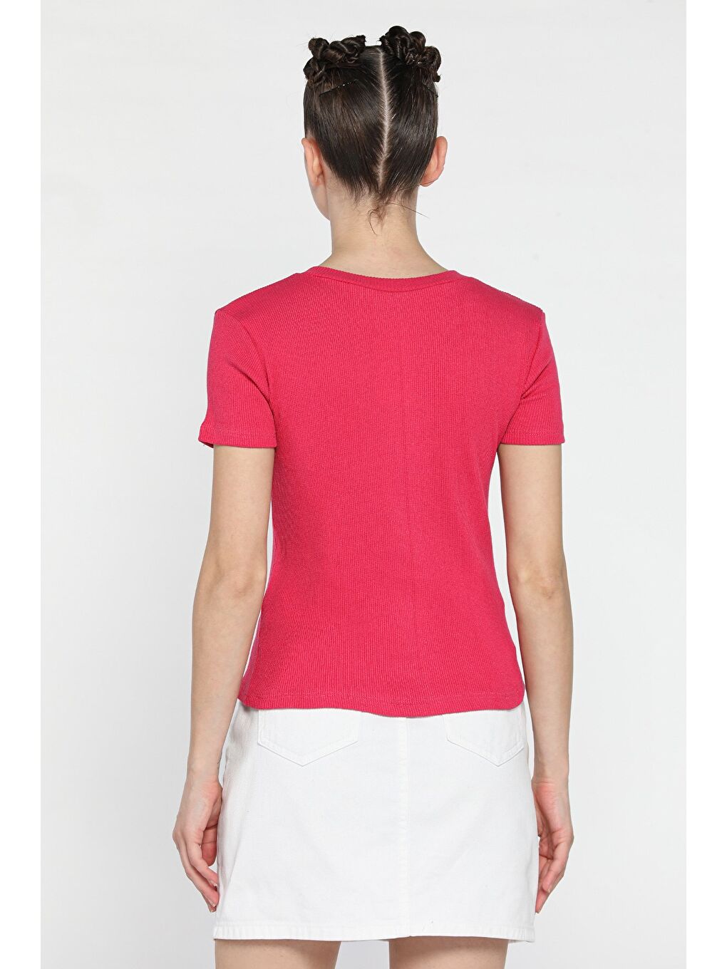 Fuşya Taşlı Kadın Kaşkorse Bluz-3