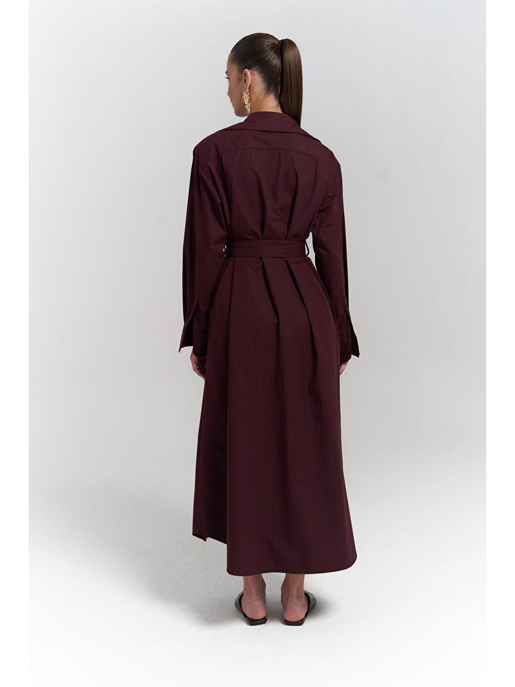 Belsay Trençkot Bordo Elbise-3
