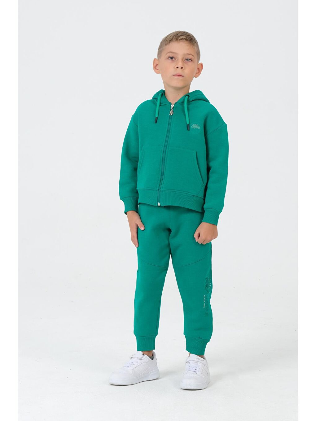 Yeşil Erkek Çocuk Kapüşonlu Eşofman Takımı-7