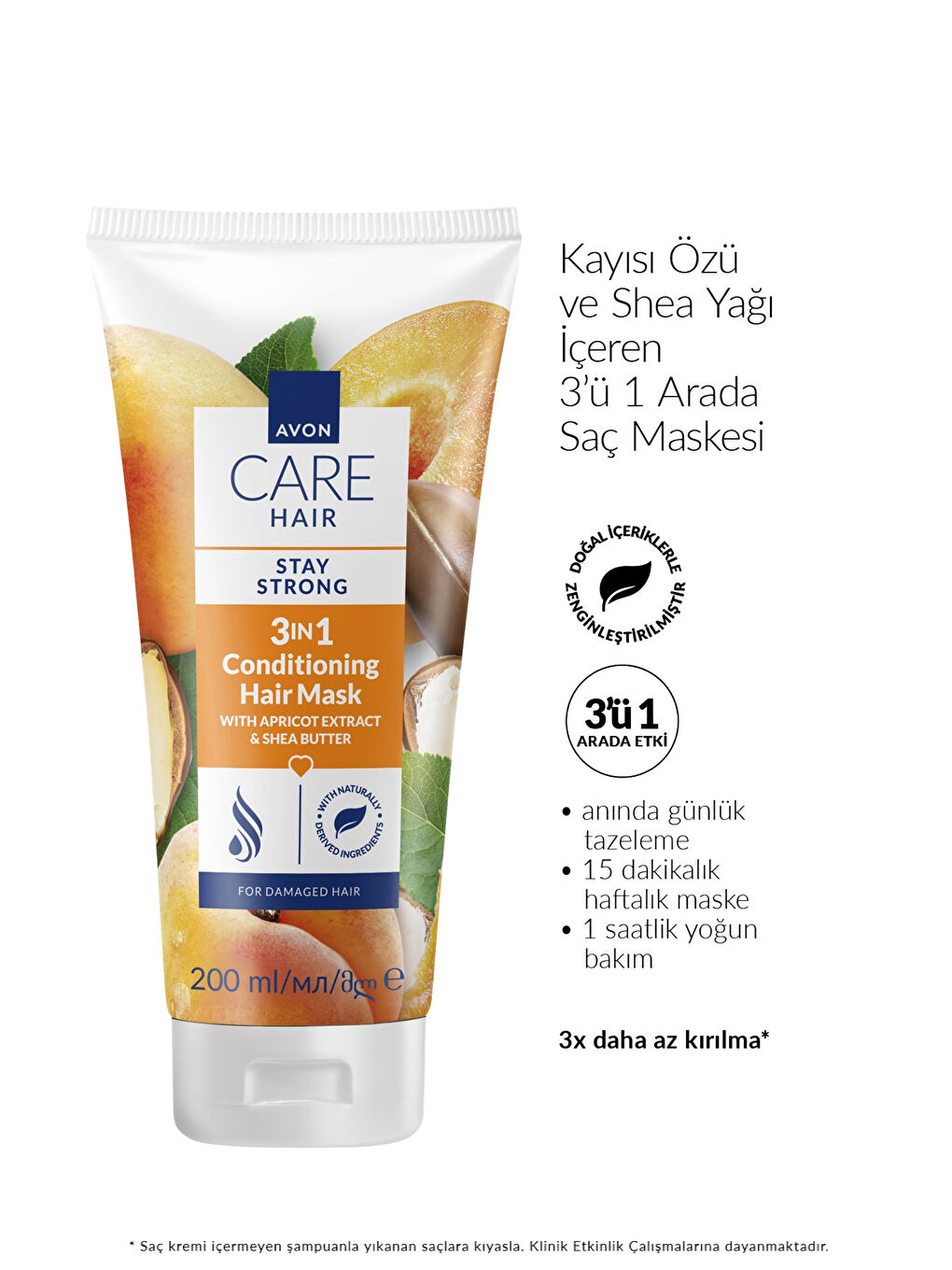 Care Kayısı Özü ve Shea Yağı İçeren 3’ü 1 Arada Saç Maskesi 200ml-1