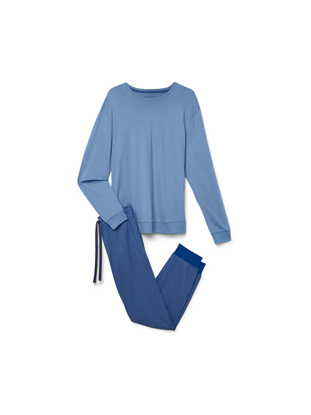 Erkek Pijama Takımı, Mavi/Tam. Baskılı-2