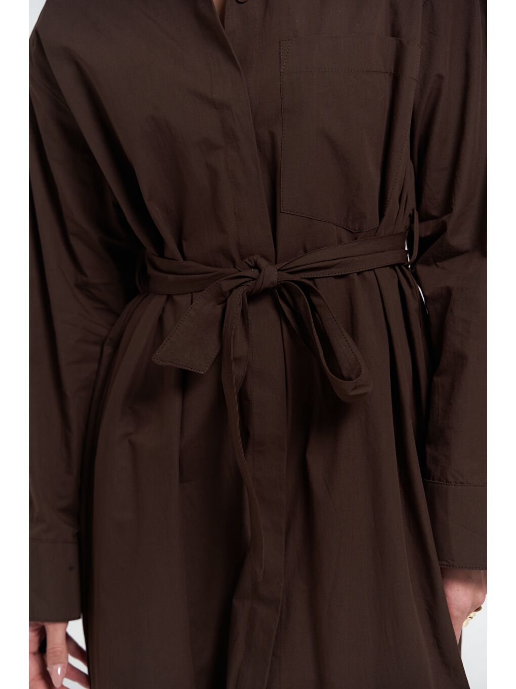 Kahverengi Belsay Trençkot Kahve Elbise-5