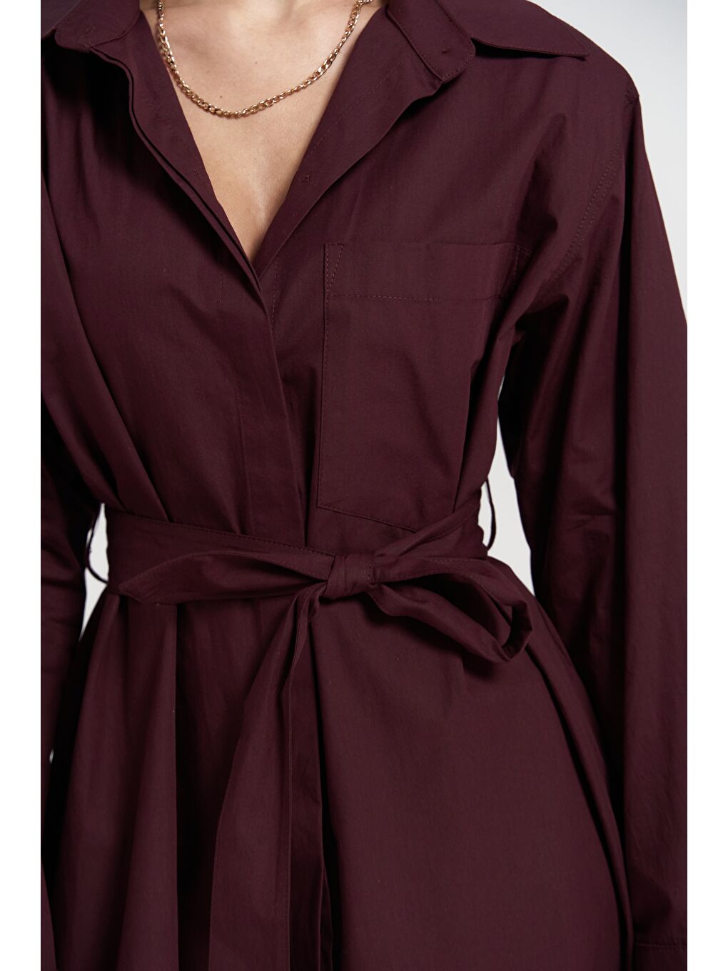 Belsay Trençkot Bordo Elbise-5