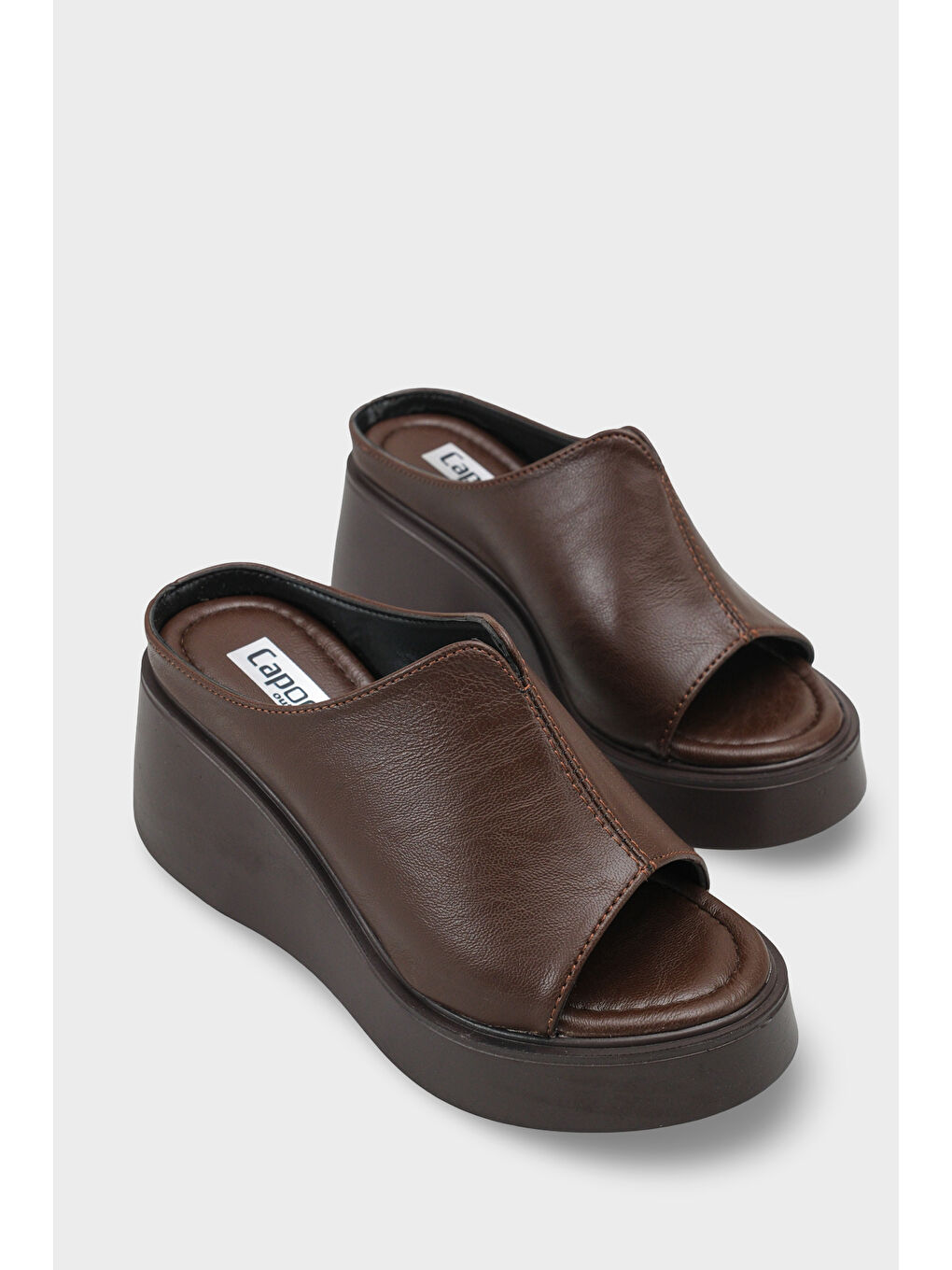 Kahverengi Shandee Dolgu Topuklu Kadın Terlik-1