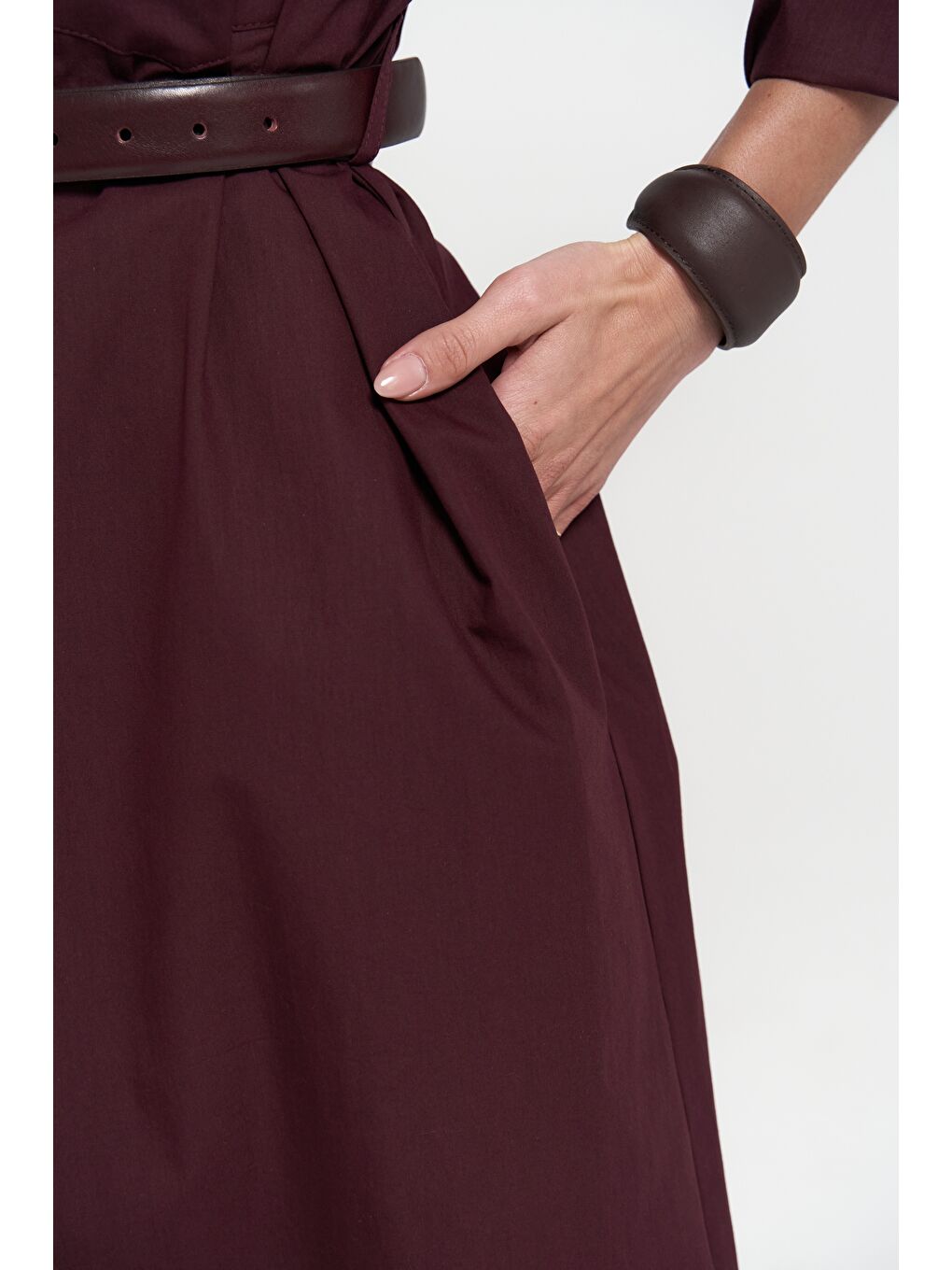 Belsay Trençkot Bordo Elbise-7