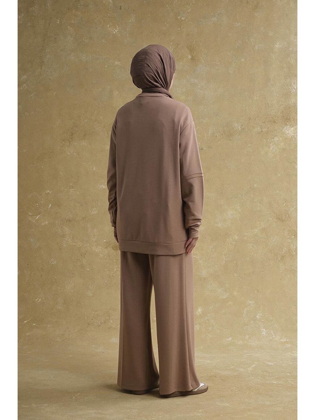 Kahverengi Nakış Detaylı Örme Takım Açık Kahve-2