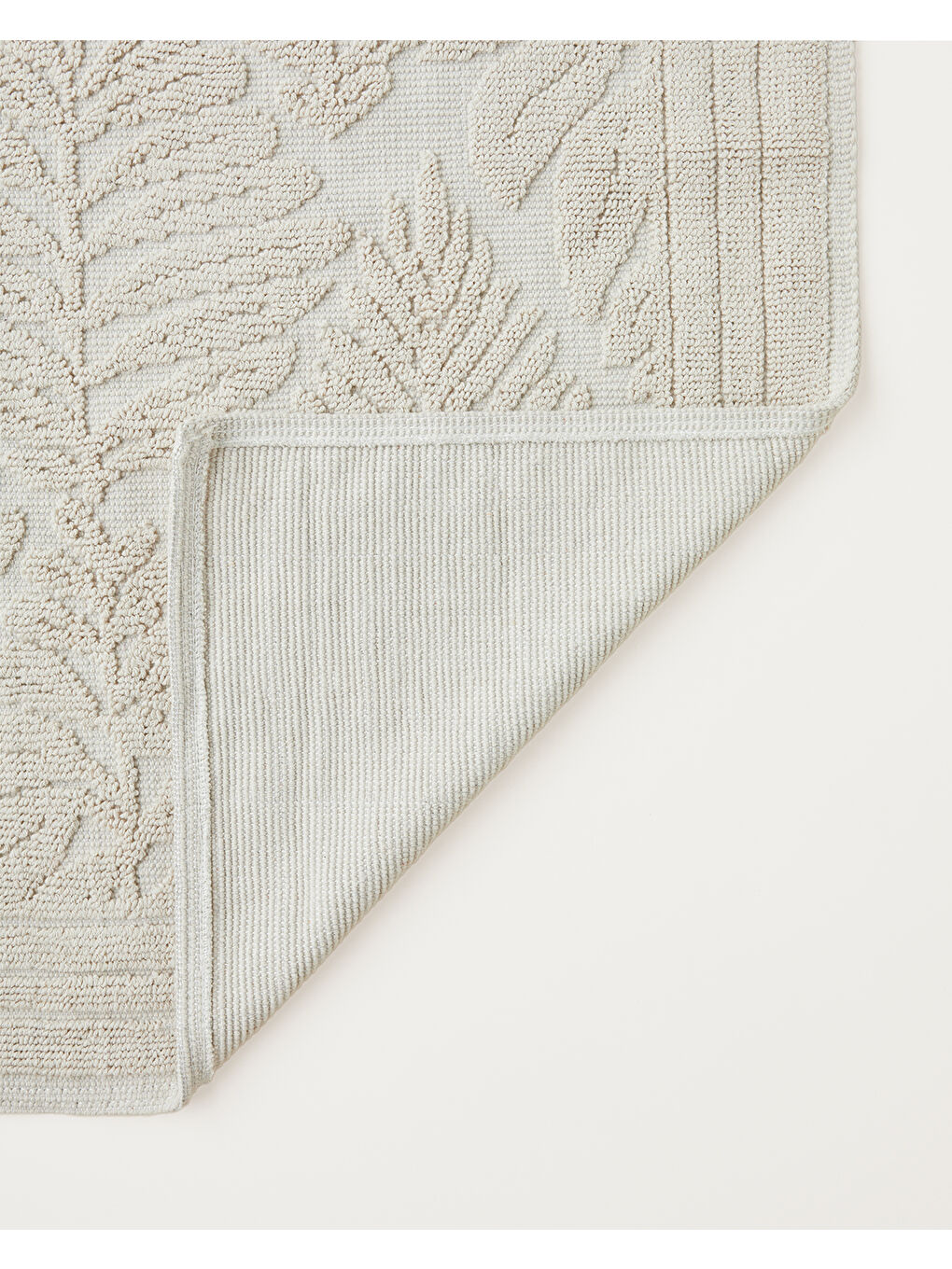 Ekru Leafy Pamuklu Bukle Kilim 80x150 cm Krem-1