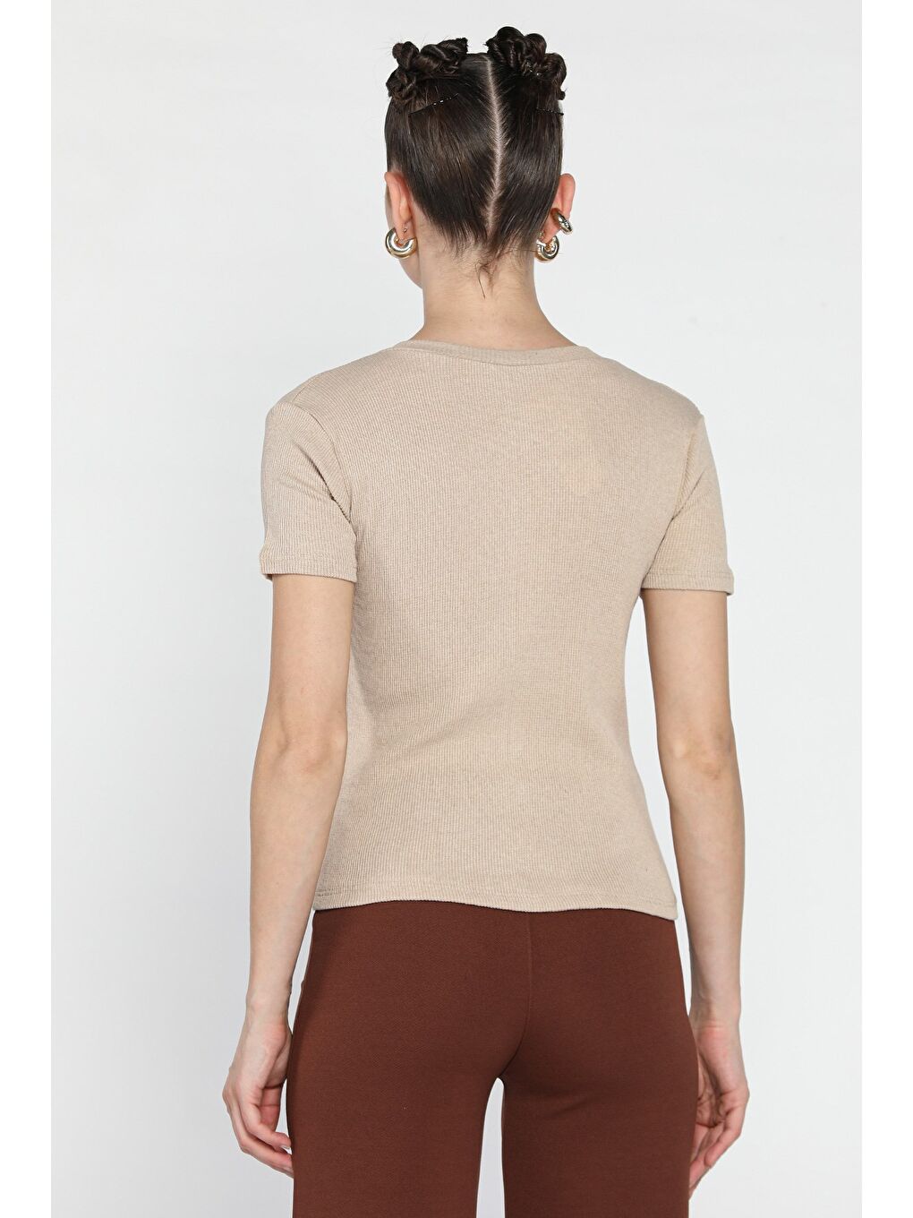 Bej Taşlı Kadın Kaşkorse Bluz-2