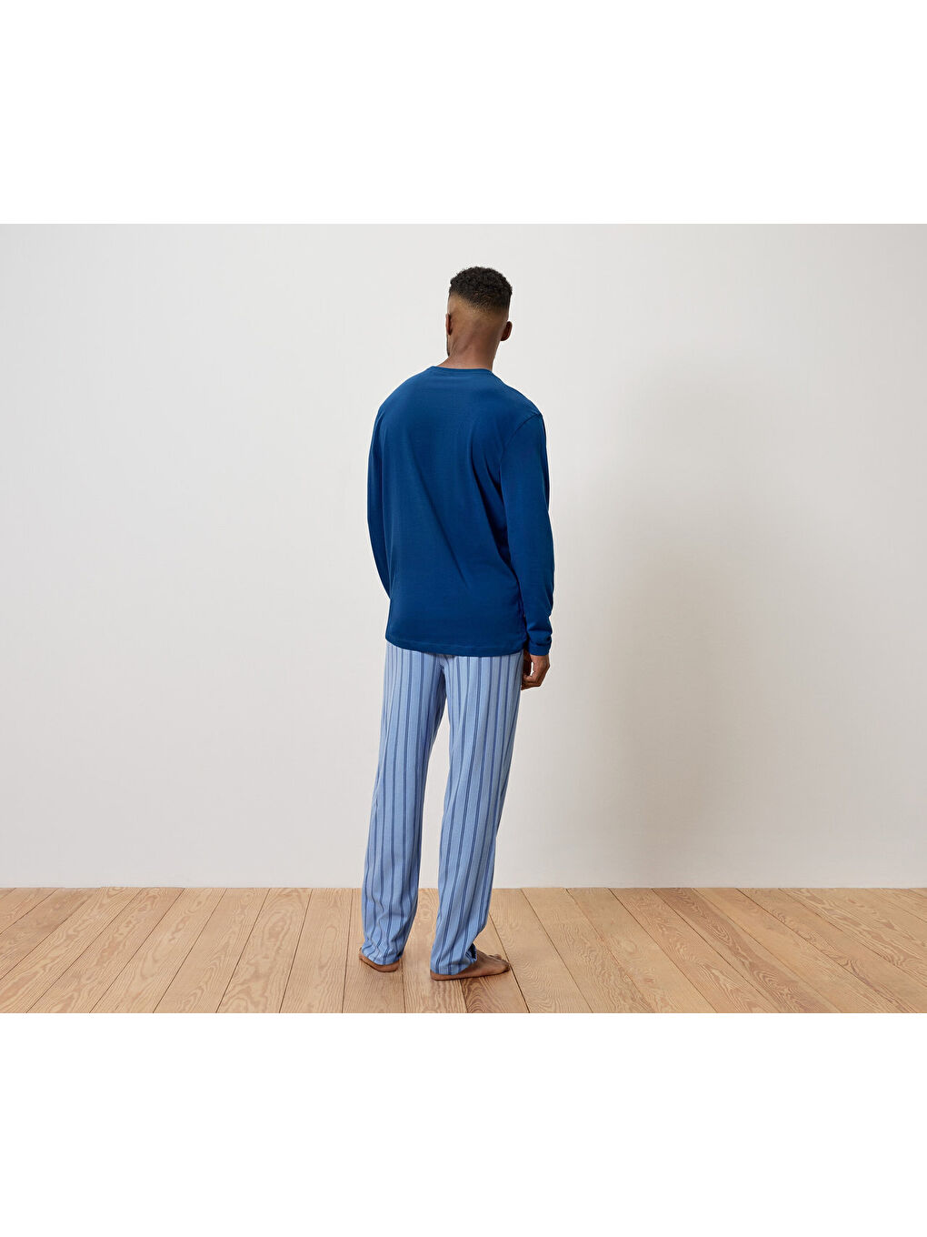 Erkek Pijama Takımı, Mavi/Çizgili-1