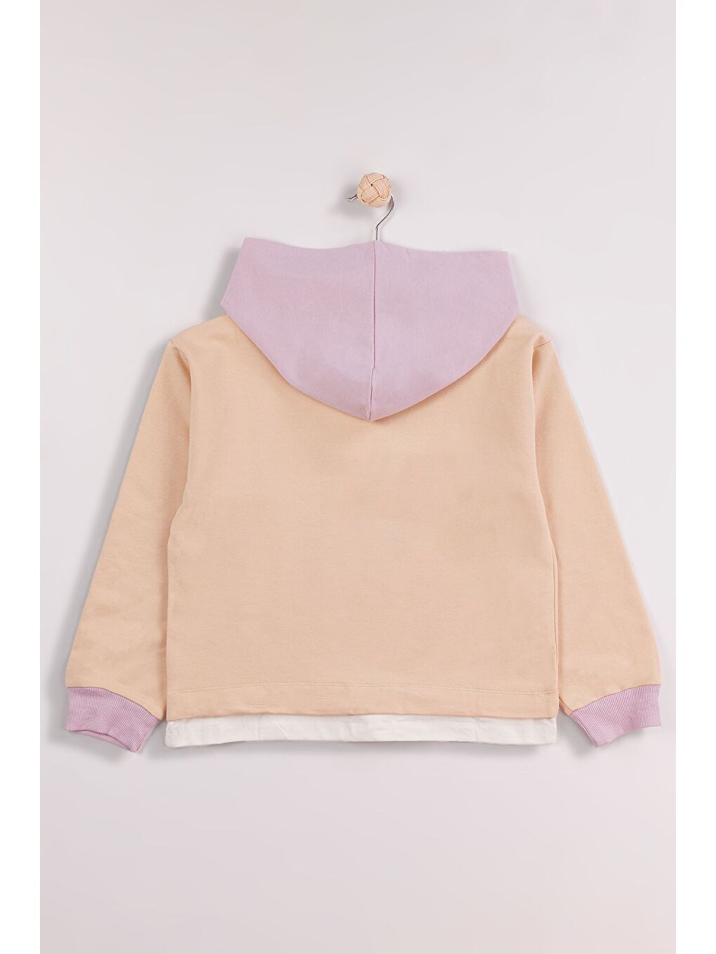 Ekru Kız Çocuk Orta Kalınlıkta P Nakışlı Kapüşonlu Sweatshirt-1