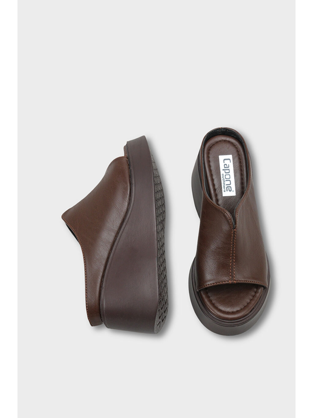 Kahverengi Shandee Dolgu Topuklu Kadın Terlik-4