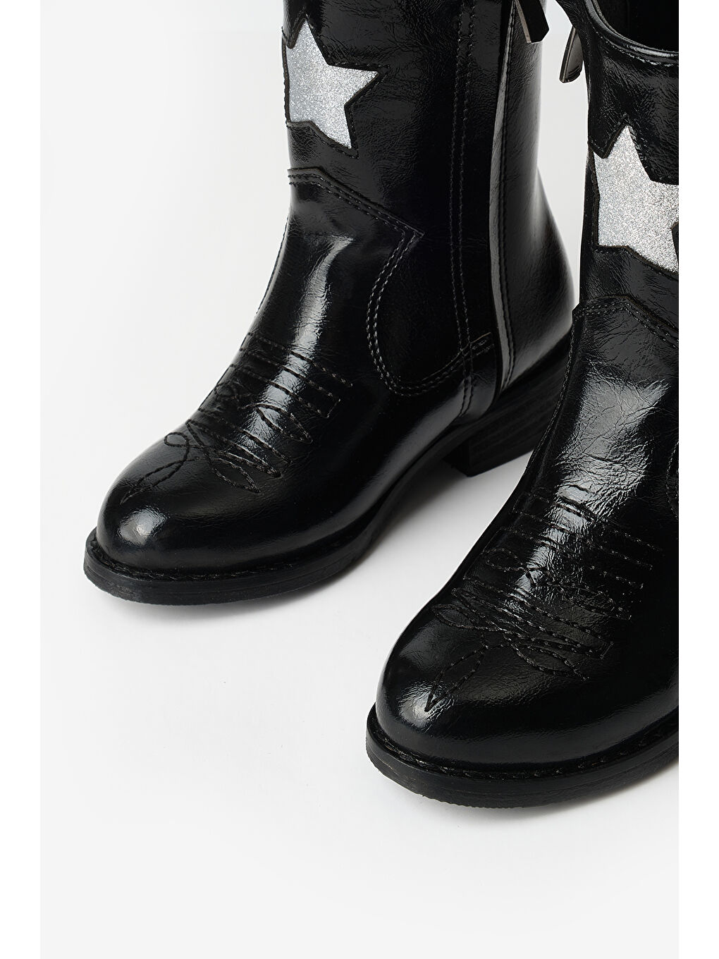 Siyah Yıldız ve Püskül Detaylı Kız Çocuk Kovboy Bot-2