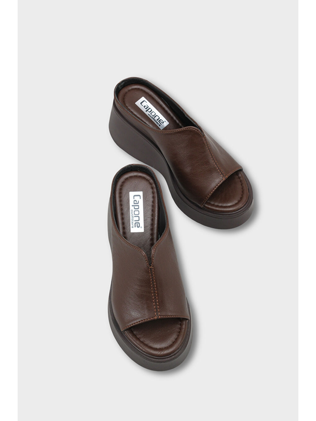 Kahverengi Shandee Dolgu Topuklu Kadın Terlik-5