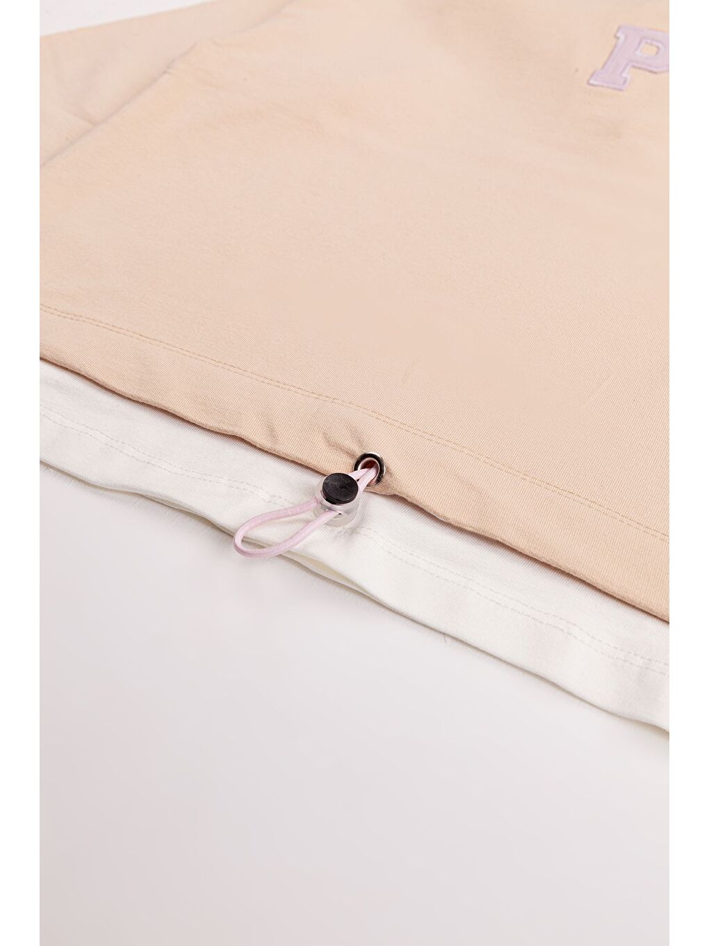 Ekru Kız Çocuk Orta Kalınlıkta P Nakışlı Kapüşonlu Sweatshirt-3