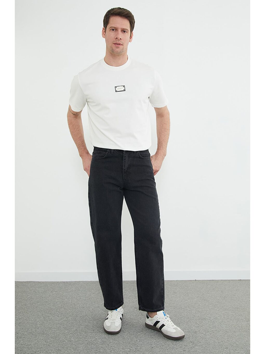 Gri Fermuarlı Baggy Jean-4
