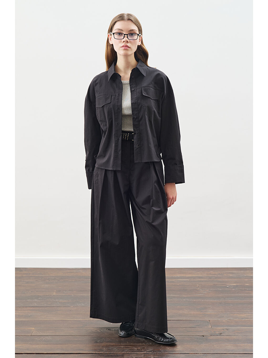 Dikiş Detaylı Bomber Gömlek Siyah-2