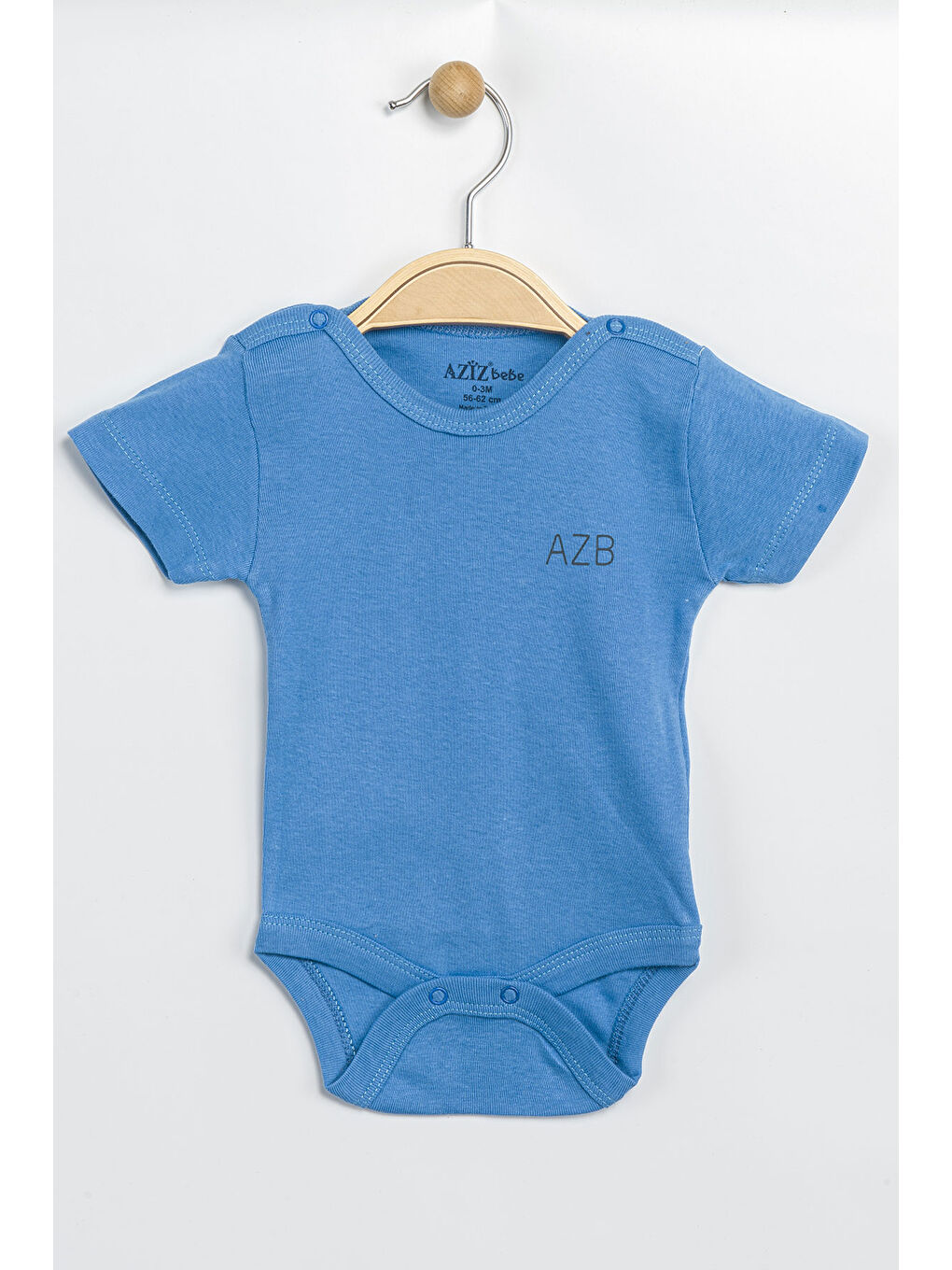 Mavi Erkek Kız Bebek Çıtçıtlı % 100 Pamuk Body & Zıbın