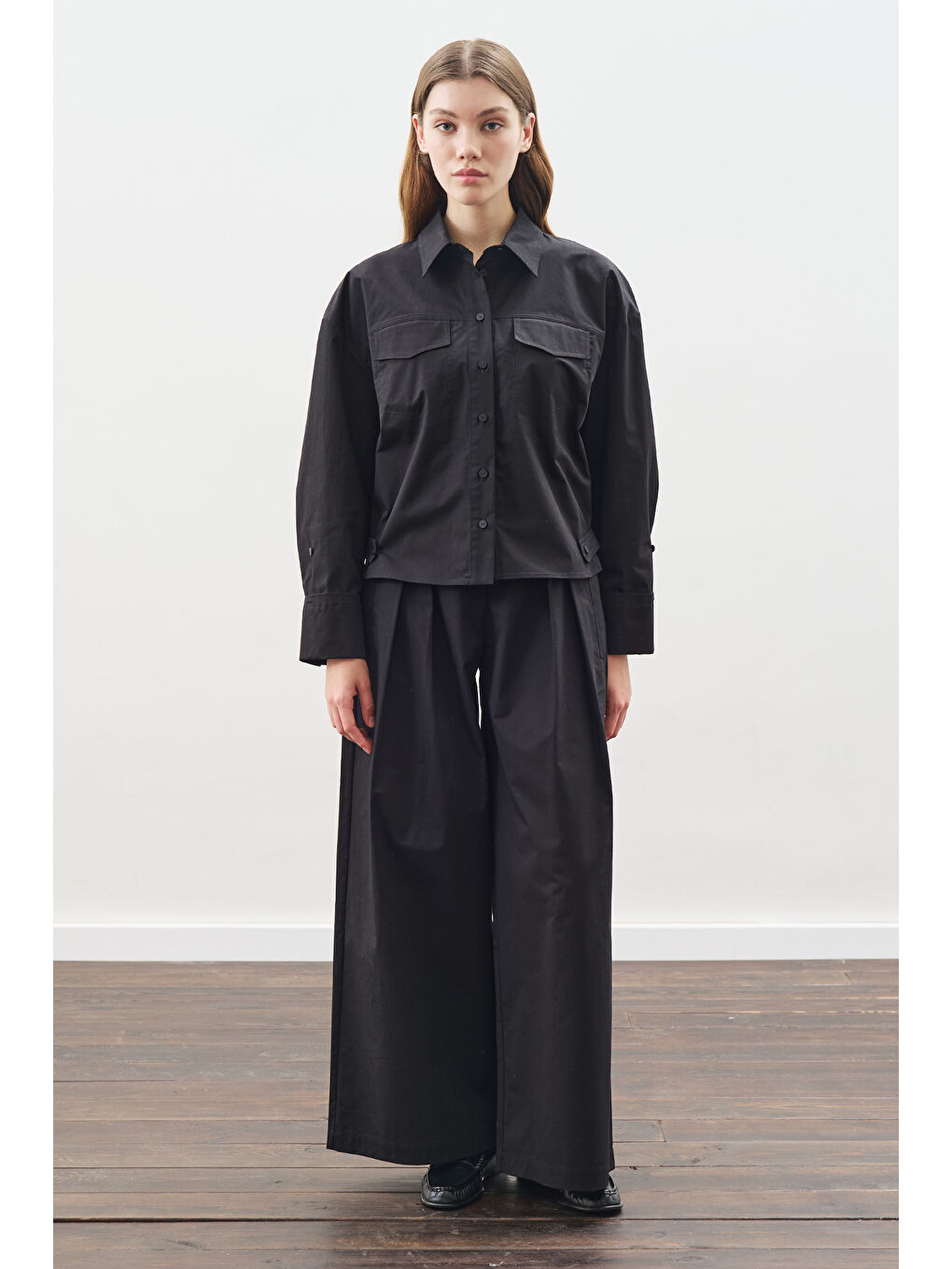 Dikiş Detaylı Bomber Gömlek Siyah-5