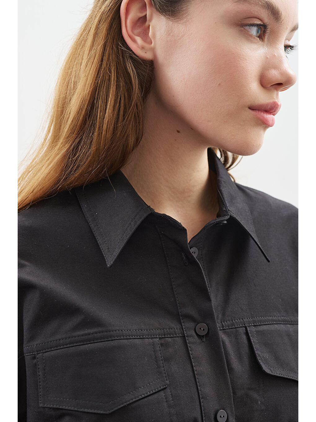 Dikiş Detaylı Bomber Gömlek Siyah-6