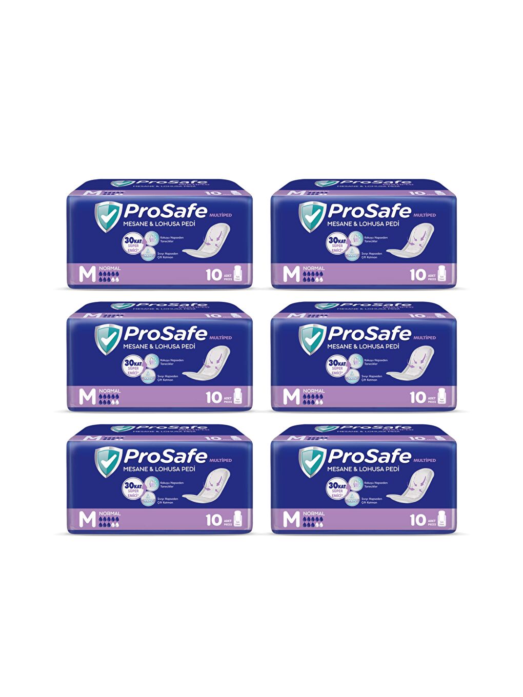 Prosafe Renksiz Multiped Lohusa & Mesane Pedi Normal 10'lu x 6 Adet