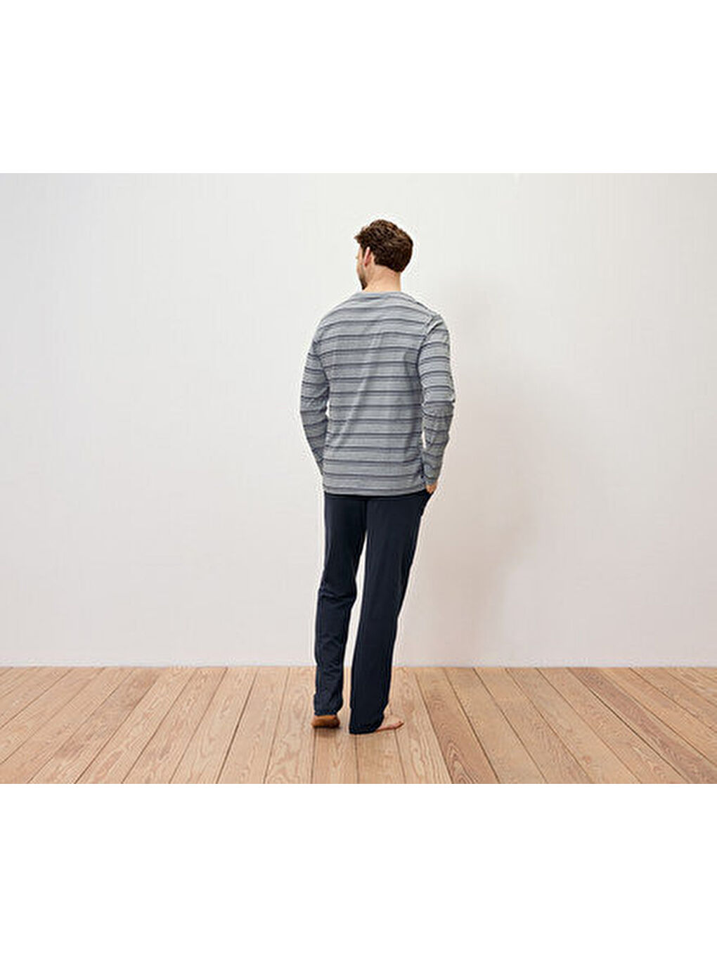 Gri Erkek Pijama, SJ, Çizgili-1
