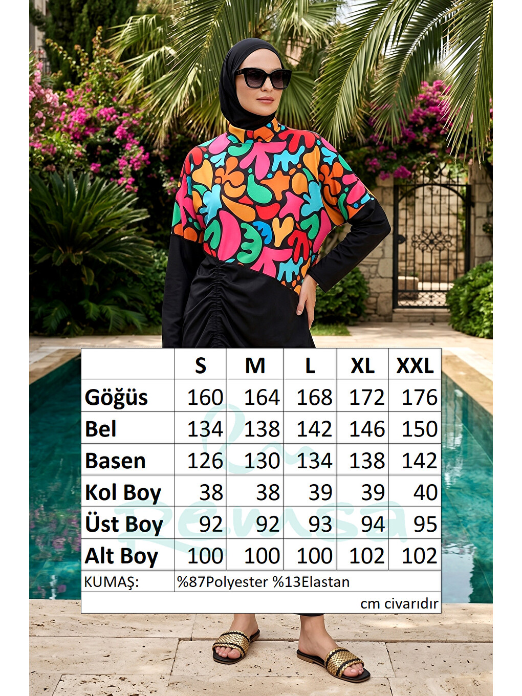 Spor Elastan Tam Kapalı Tesettür Mayo 6495 Siyah04-4