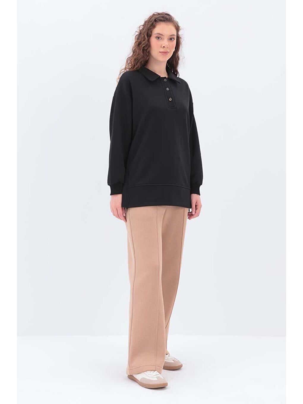 Siyah-Yanları Fermuarlı Yakalı Sweat-2