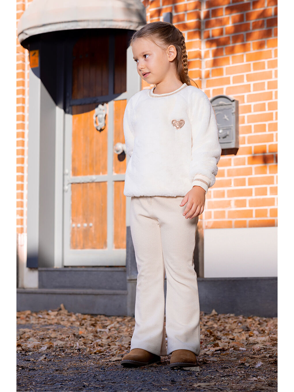 Bej İspanyol Paça Simli Örme Pantolon