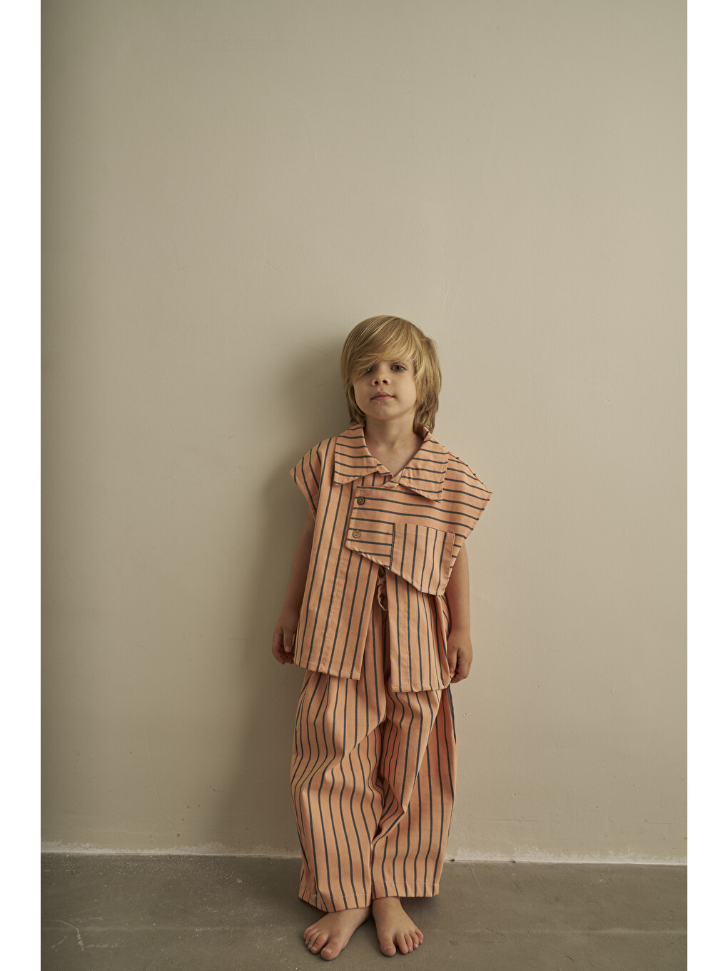 Pembe Sunset Navy Gabardin Pantolonlu Takım-3