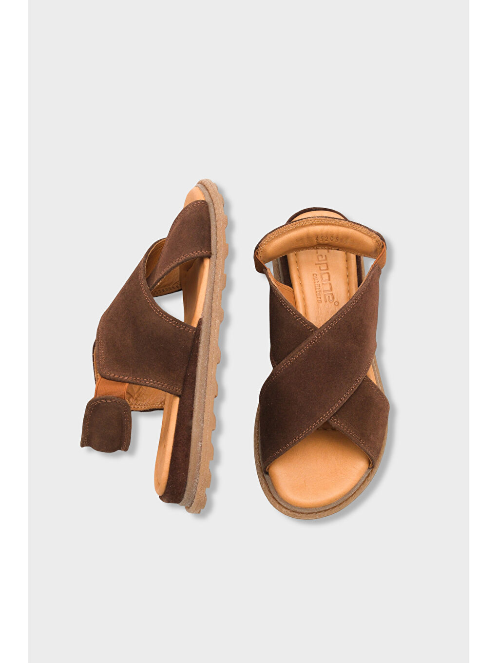 Kahverengi Elvira Çapraz Bantlı Cırtlı Deri Kadın Sandalet-4