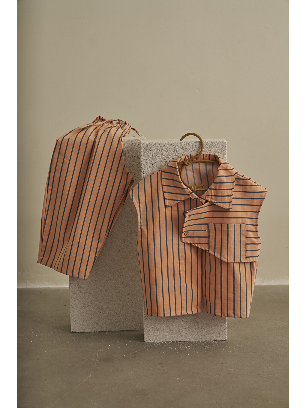 Pembe Sunset Navy Gabardin Pantolonlu Takım-7