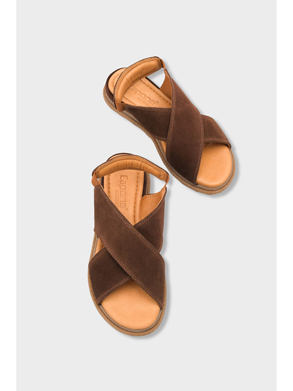 Kahverengi Elvira Çapraz Bantlı Cırtlı Deri Kadın Sandalet-5
