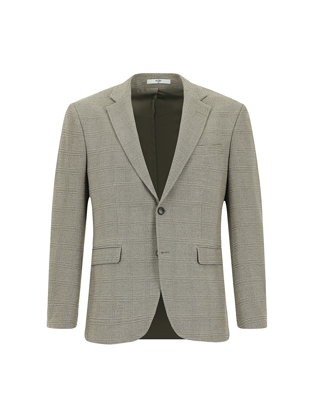 Bej 4 Drop Relaxed Fit Rahat Kesim Klasik Ekose Blazer Ceket-5