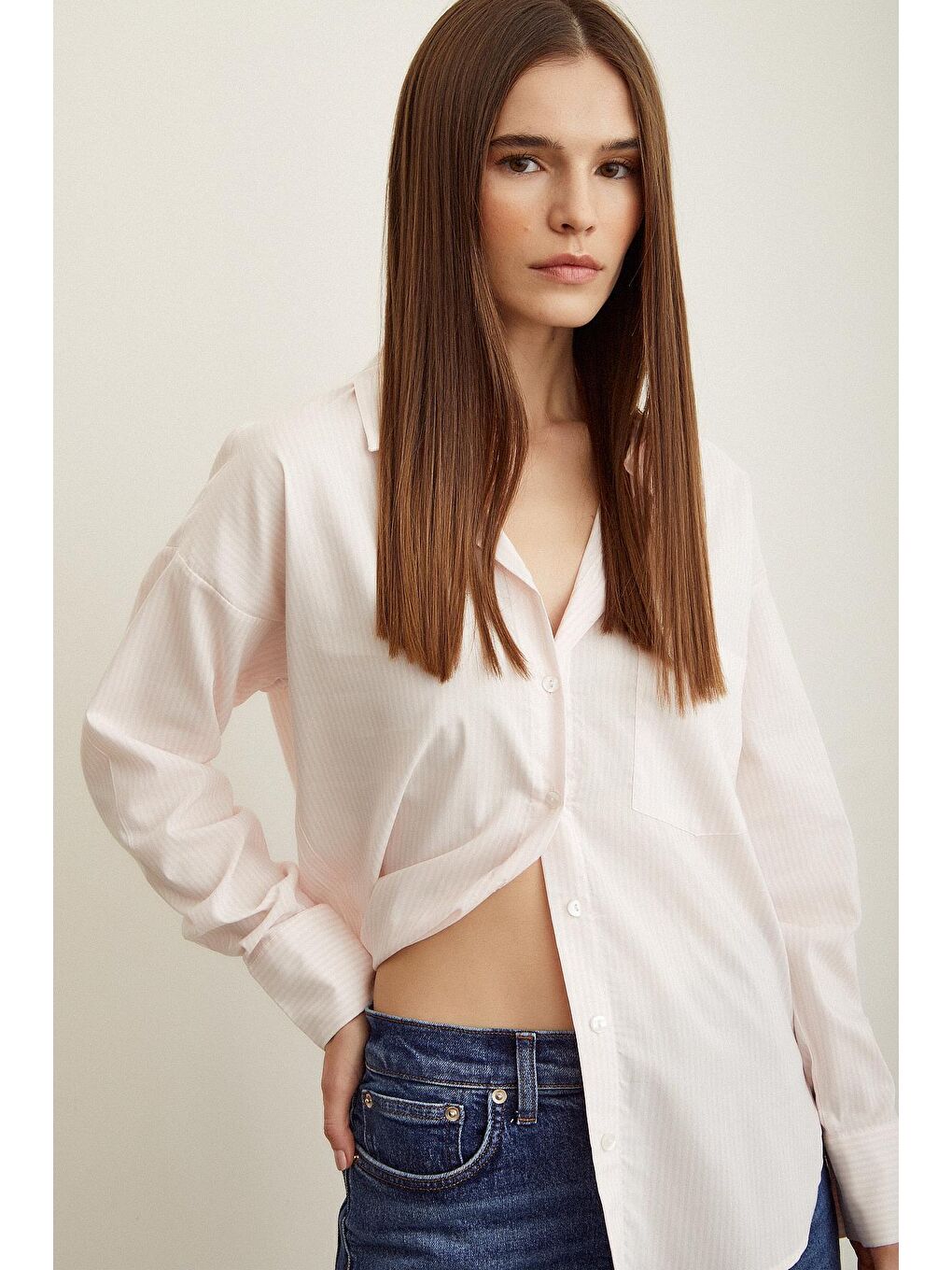 Pembe Çizgili Gömlek-5