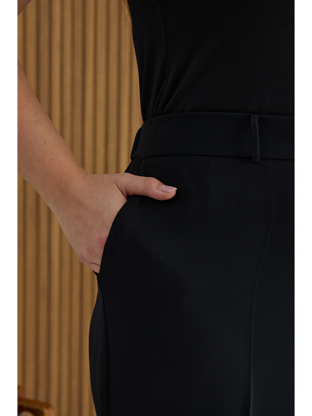 Siyah Dokuma Pantolon-4